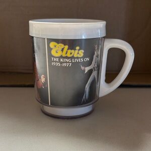 Elvis The King Lives On 1935-1977 White and Black Commemorative Mug